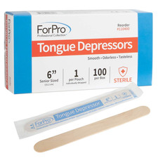 100Ct Sterile Tongue Depressors 6 Inch Senior Size Individually Wrapped