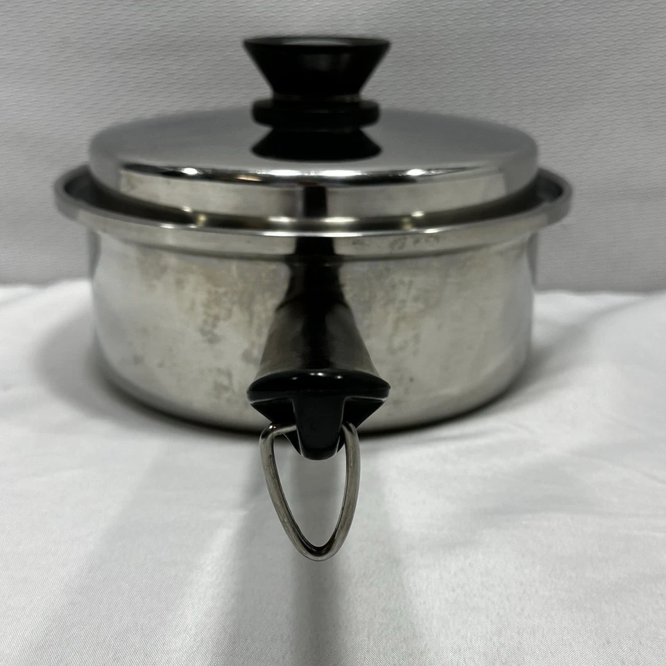 Utensilios de cocina Amway Queen sartén de 2 cuartos de galón de acero inoxidable olla de 18/8 capas con tapa EE. UU. Leer Foto 3 de 4