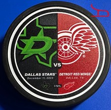 Detroit Red Wings Vs Dallas Stars Exclusive Arena Match-up Puck 12/11/2023