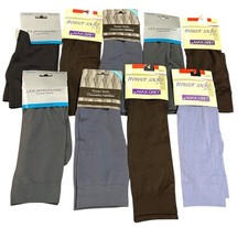 Vintage Women Trouser Socks Lot Of 9 Pairs NOS Black Gray Brown Blue 9-11
