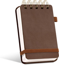 Small Notebooks 3X5 Leather Pocket Notepad 150 Pages Mini Top Spiral Notebook, 1