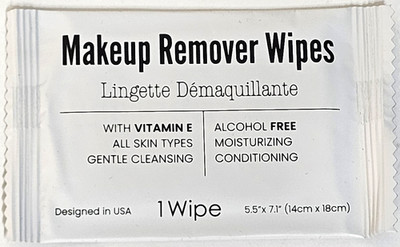 World Amenities Travel Size Makeup Remover Wipe Individually Wrapped Vitamin E