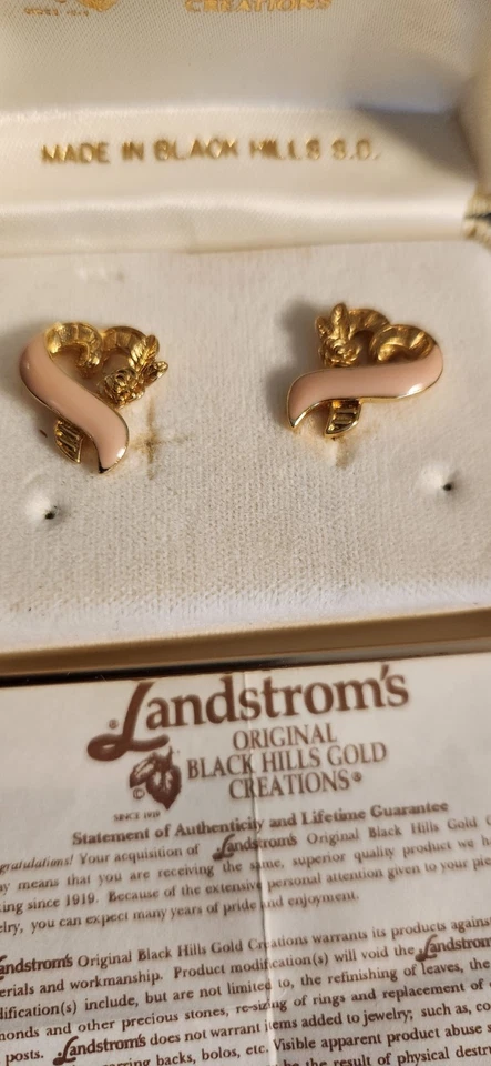 Landstroms Black Hills Gold Heart Shaped Earrings 10K Yellow Gold Earrings - Image 2 of 4