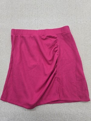 Sinsay Hot Pink Rippstrick Midirock L Seitenschlitz Neu mit Etikett
