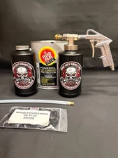 GALLON FLUID FILM BLACK, PRO GUN, 2 B QUART BOTTLES, 360* WAND, AND 50 PLUGS