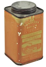 1800's -POWDERED OPIUM- POWERS & WEIGHTMAN-PHILADELPHIA Poison Apothecary Tin