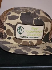 Mead Coated Board Woodlands Multiple Use Forest SnapBack Hat Camo Mesh Foam USA
