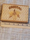 Vintage Bahamas Souvenir Wood Weave Bamboo Jewelry Box Rattan Box Red Interior — photo 7