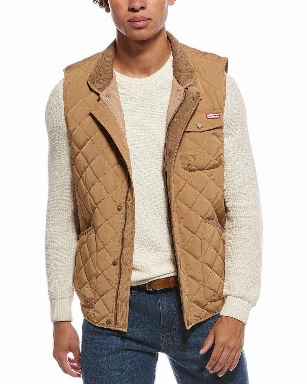 Hunter Men’s Quilted Vest – Teak/Beige – Size Small – Brand New With Tags image 3