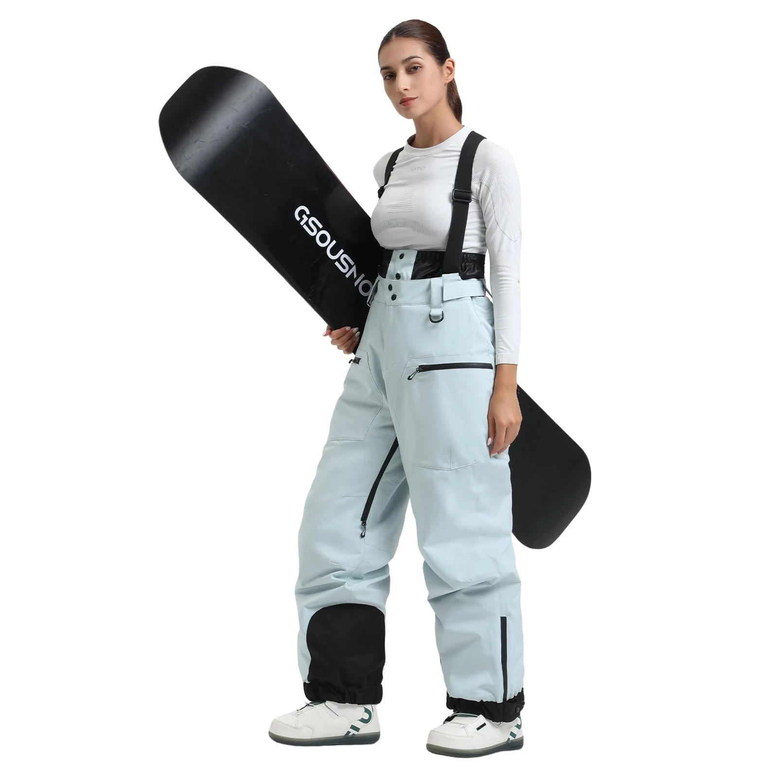 Womens Baggy Snowboard Pants Ski Bibs Snow Loose Overalls Waterproof Windproo...