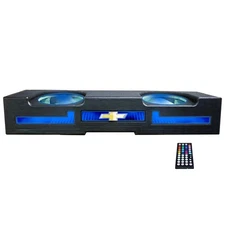FITS 2014-2018 CHEVY SILVERADO CREW CAB DUAL 10” SUBWOOFER BOX w/ RGB LED LIGHTS