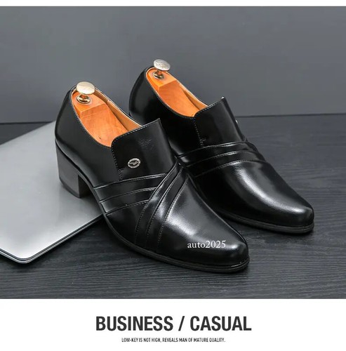 Mens Pointed Toe Pleated Wedding Evening Party Formal Dress Cuban Heel Shoes New - Picture 4 of 20