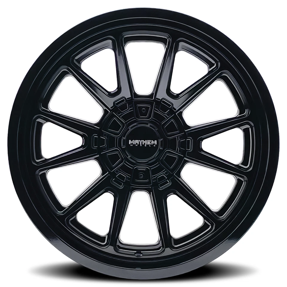 Rueda negra brillante Mayhem Intrepid 18x9 8x6,5-12 mm 18" para Chevy GMC Ram Ford Foto 2 de 4