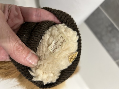Vintage Leather & Fox Fur Trimmed Brown Gloves Mittens Supersoft Size 7.5 - Picture 2 of 4