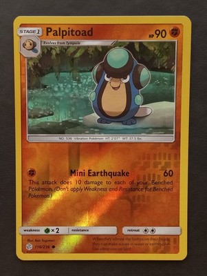 Palpitoad Reverse Holo 116/236 Pokemon Cosmic Eclipse TCG Mint 2019