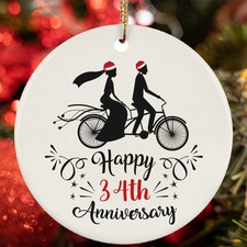 Happy 34th Anniversary Ornament Couple Bike Ride34 Year Wedding Christmas Gift