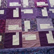 Handmade Patchwork Purple Cotton Throw Quilt -Signature Ready 77x77