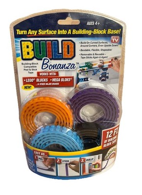 BUILD Bonanza Self Adhesive Tape Building Block base 4 Piece LEGO Mega Bloks NEW