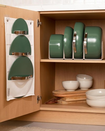 Set di pentole antiaderenti in ceramica (12 pezzi) pentole, padelle, coperchi e portaoggetti cucina - Foto 62 di 76
