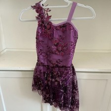 Laylas Dance Purple Sequin Floral Embellished Asymmetrical Dance Costume