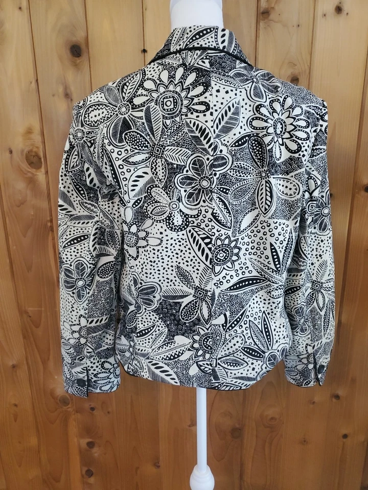 Chaqueta Norton McNaughton Mujer Talla 14 Floral Arte Festival Lona Blazer Foto 3 de 4