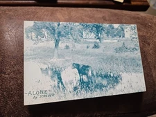 Alone, By Scheuer, Cow In Water In Field w/ Trees & Farmhouse 1909 Postcard 1170