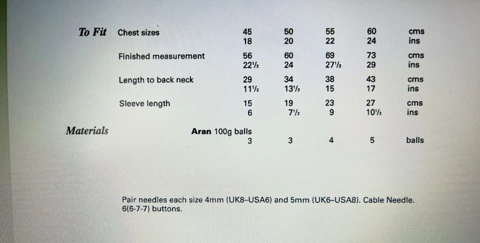 Baby Knitting Pattern For Aran Jackets In Aran Wool To Fit 18-24” H51 - Image 2 of 2