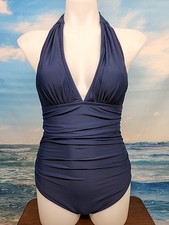 NWT Cupshe Womens One Piece Swimsuit Size Extra Small Blue Halter Top