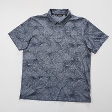 Travis Mathew Polo Mens Extra Large Blue Leaf Print Short Sleeve Shirt Golf Pima