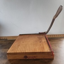 Vintage INGENTO Paper Cutter 1132 - 12" Wood Table Guillotine Hand Cutter Read 