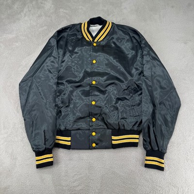 Vintage Black Screen Actors Guild Satin Bomber Mens Large Preowned 1983