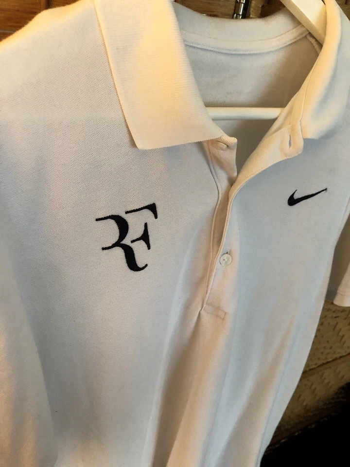 Auténtica camiseta polo Nike Roger Federer con logotipo bordado talla mediana Foto 3 de 4