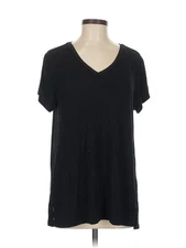 H By Halston Women Black Short Sleeve T-Shirt M