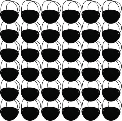 36 Piece Pirate Captain Eye Patches - Black Felt Single Eye Patch for Kids & Adu