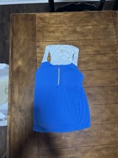 Lilly Pulitzer Luxletic Meryl Nylon Blue 1/4 Zip Tank Top Size Med