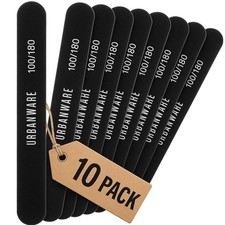 Professional Nail Files 10 Pack Double Sided 100/180 Grit Washable Buffer File