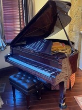 Estonia Baby Grand Piano Model 168 - Deep Burgundy Finish, QRS Pianomation 2000