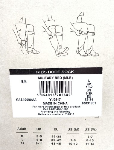 Hunter Boots Kids Fleece Boot Socks Size Large 1-3K Military Red Multi-Color NIB - Picture 12 of 12