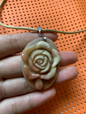 A14# Natural Handcrafted Necklace Carved Multi-color Amazonite Rose Necklace