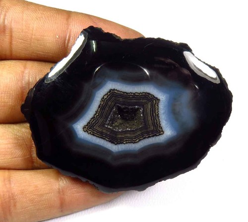 Natural Agate Geode Cabs Slice 163-402 Cts Black Smooth agate Gemstone DIY SCL-A - Picture 64 of 204