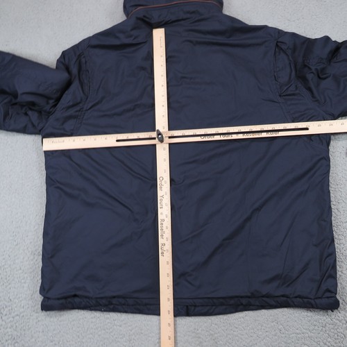 VINTAGE Polo Ralph Lauren Jacket Men XL Navy Leather Trim Pony Fleece Lined Coat - Picture 11 of 14