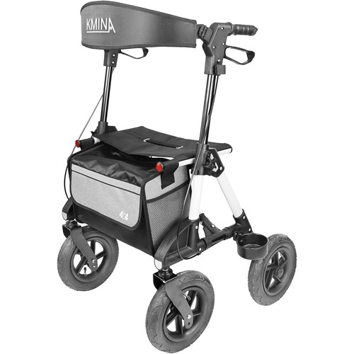 KMINA PRO Sedile Deambulatore All Terrain Esterno Pieghevole Deambulatore Cestino 300 libbre Nero - Foto 1 di 16