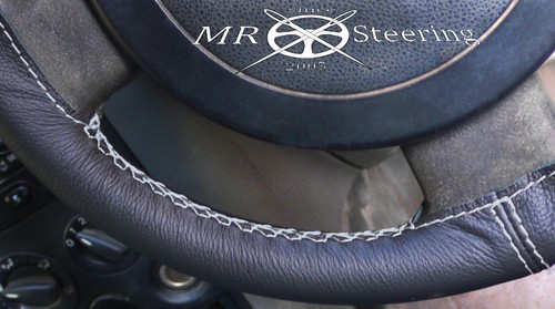 PARA CITROEN C8 2002-2010 CUBIERTA VOLANTE CUERO NEGRO REAL CON CORREA GRIS - Imagen 4 de 5