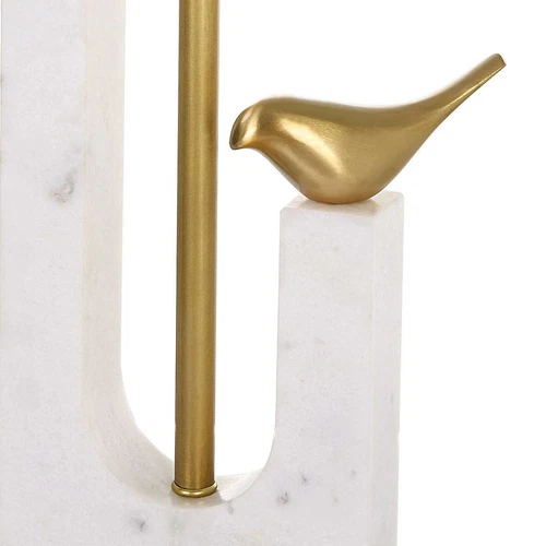 Contemporary Retro Two Bird Branch Table Lamp Marble Gold White 30 in x 17 Perch - Picture 4 of 7