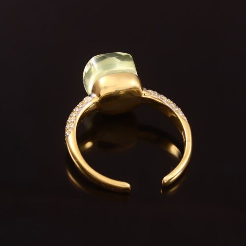 Lemon Quartz With Tiny Citrine Gemstone Ring 925 Sterling Silver Wedding Gift - Picture 5 of 9