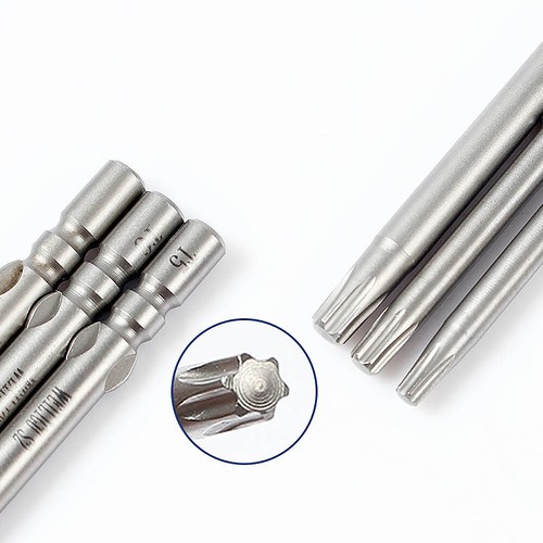 Torx Star Head Solid T1-T15 Round Shank Magnetic Screwdriver Bits 40-100mm Long - Picture 5 of 35