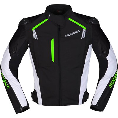 Herren Motorrad Jacke XXL - Modeka Lineos Textil wasserdicht schwarz-weiß-grün