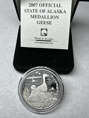 2007 Alaska Mint Geese 1 OZ Silver Proof BOX / COA 12