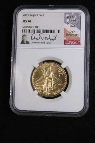 2019 $25 American Eagle 1/2 oz Gold US Coin 25 Dollar NGC MS70 Sculptor Everhart