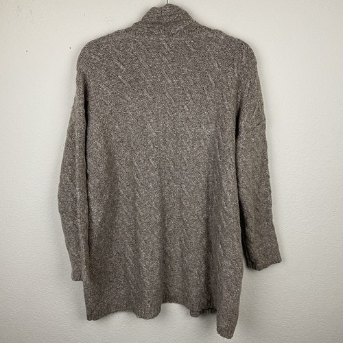 J.JILL Khaki Chunky Cardigan Sweater SMALL Alpaca Cotton Long Sleeve Open F86 - Picture 8 of 8
